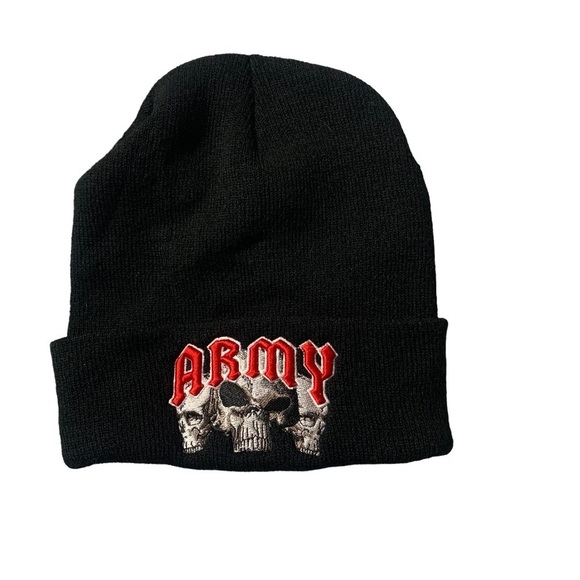 Army with Skulls Black beanie - Picture 1 of 2